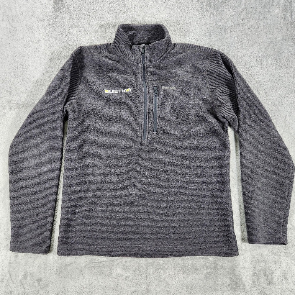Simms Fleece Sweater Pullover Mens Medium Gray Quarter Zip